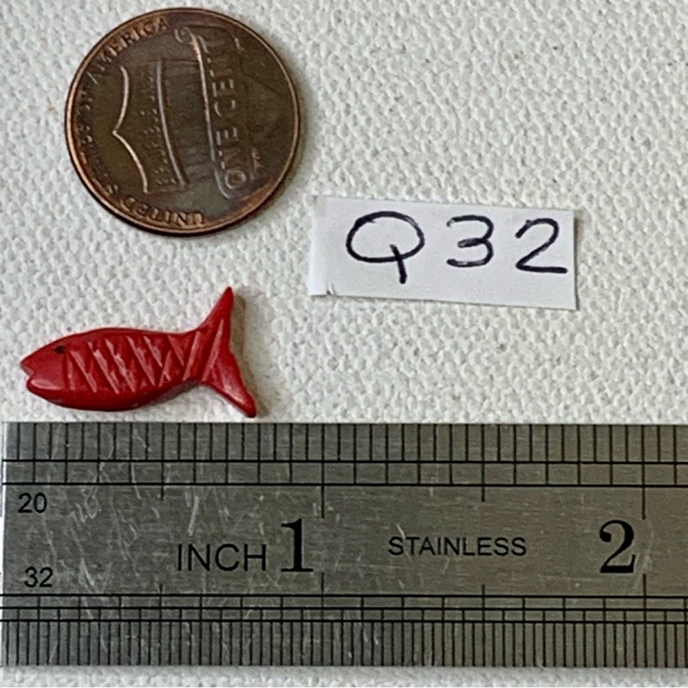 Native American Zuni Style Fish Fetish Bead Drilled Red Jasper Carved Animal .7" - Picture 8 of 11